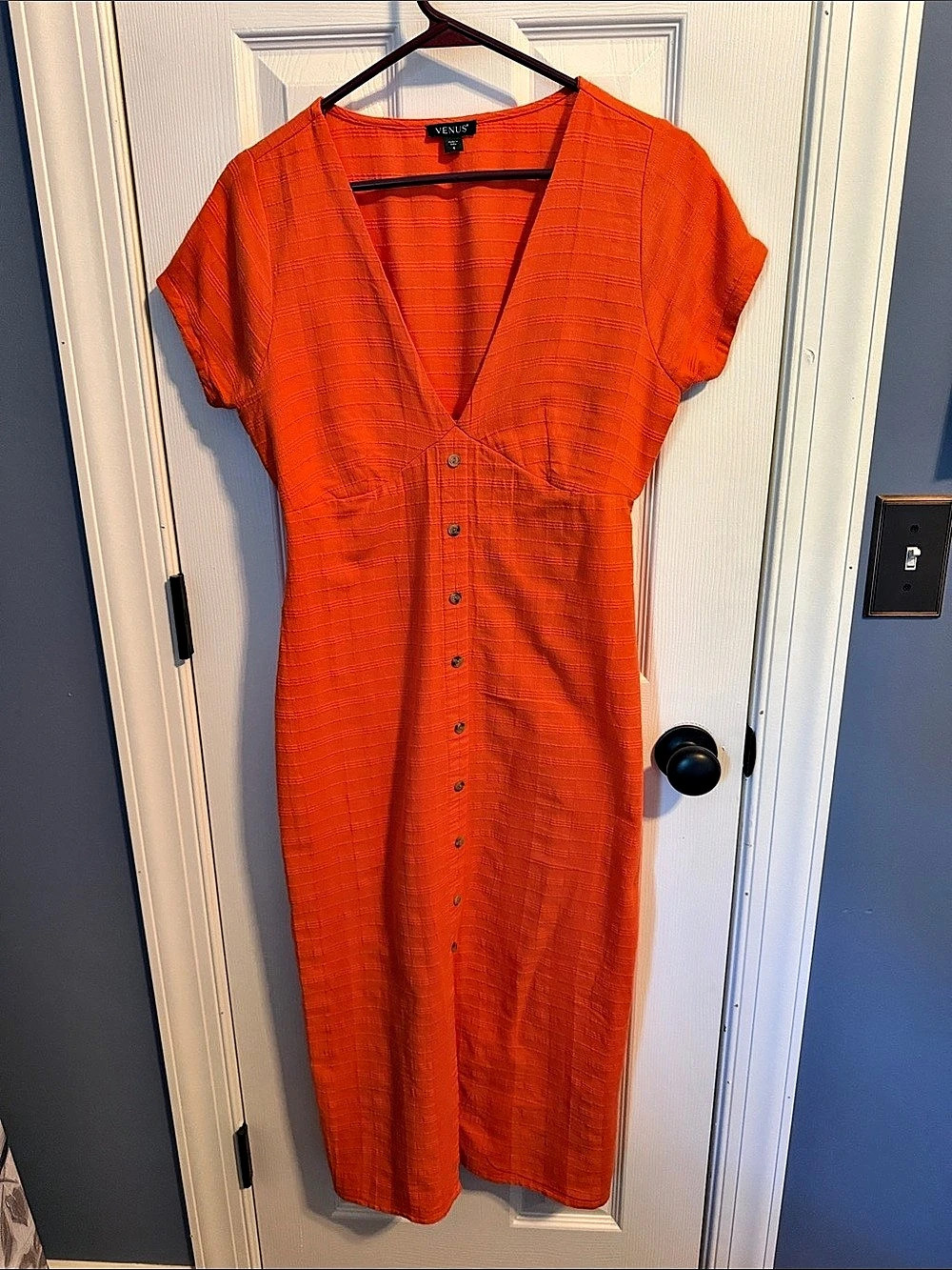 VENUS AirLight Linen Midi Dress Orange Size 4
